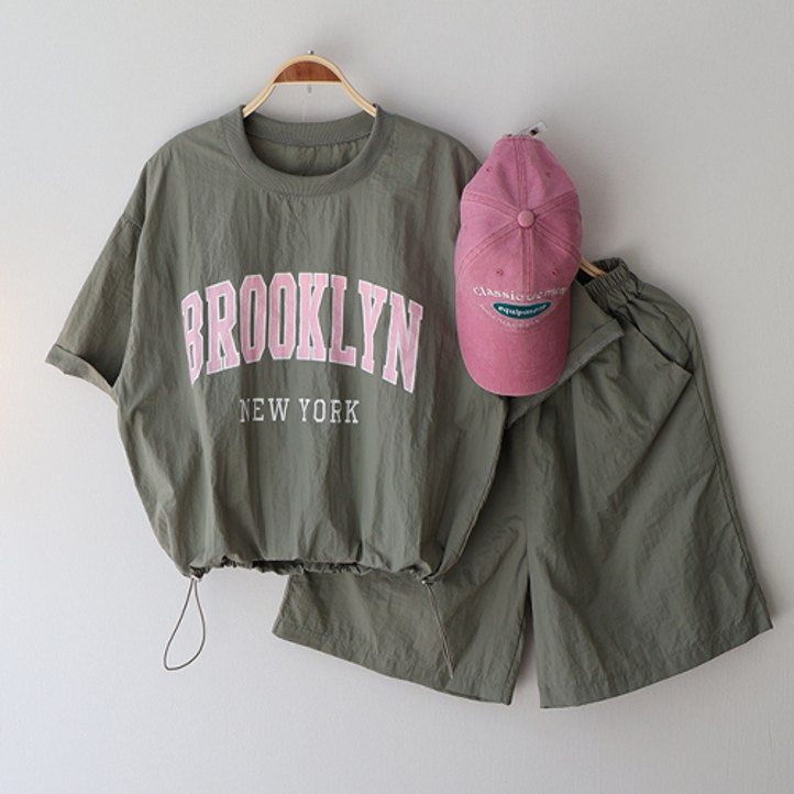 반팔 티셔츠 5부 반바지 스트링 트레이닝 세트