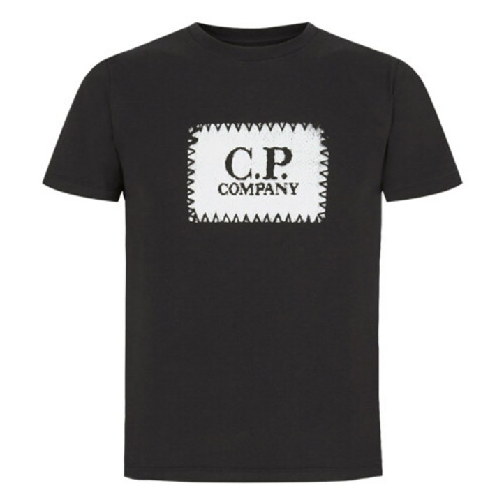 cp컴퍼니 CP컴퍼니 콘트라스트 라벨 로고 티셔츠 블랙 / 12CMTS042A-005100W-BLACK