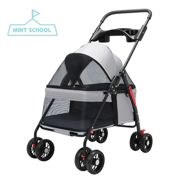 민트스쿨 반려동물 유모차 접이식 분리형 저상형, 03저상형그레이, 1개