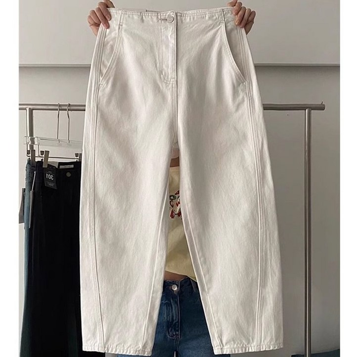 미중 여성 봄가을 뉴 빅사이즈 배기 데님 얇은 바지 cxyy