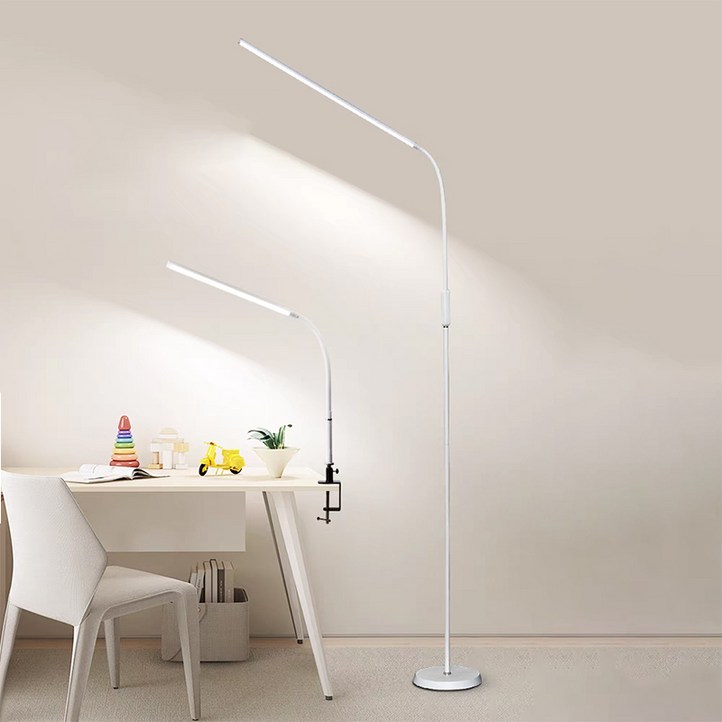 ALLILIO 거실 LED 플로어램프 집게 책상 스탠드  밝기, 색온도 조절 가능 블루라이트 차단 시력보호  스탠드&클램프식 겸용 12W