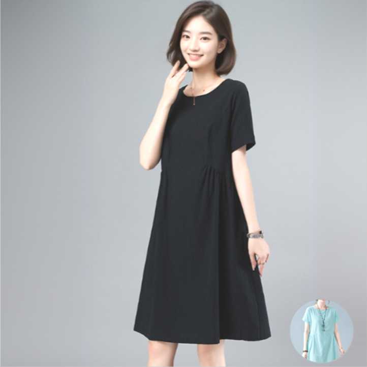 리즈앤 A라인 반팔 스판 원피스 리즈앤 A라인 반팔 스판 원피스