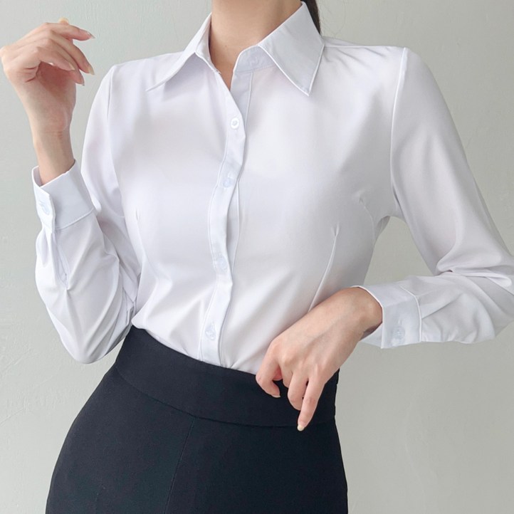 기본 면접 셔츠 유니폼 스판 남방 블라우스 긴팔