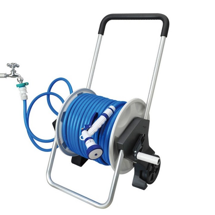 국산 이동식방차 포터블호스릴 60m 릴호스 세차호스, 파랑, 1개
