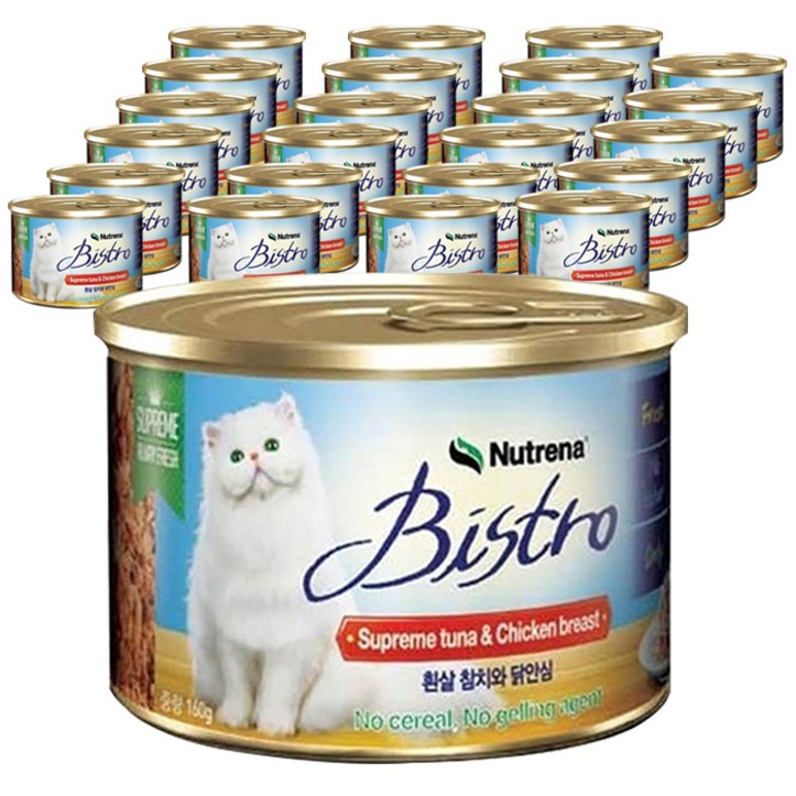 비스트로 고양이용 흰살참치와 닭안심 캔, 생선, 160g, 24개입 9486986