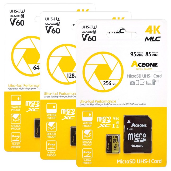 에이스원 PRO 마이크로 SD 메모리카드 MLC 액션캠 캠코더 4K, 64G 6621889196