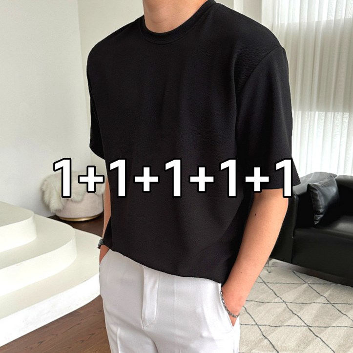 [5장묶음] 이브컴퍼니 자체제작 국내생산 프리미엄 링클프리 여름 반팔 티셔츠 (2234-0)