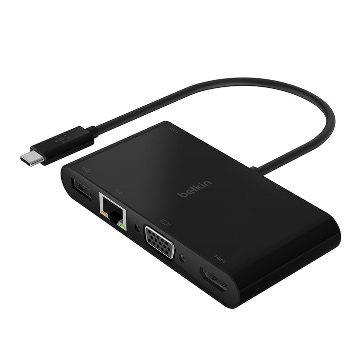 벨킨 VGA 4K HDMI 맥북 윈도우 호환 C타입 멀티 허브 충전 어댑터 이더넷 100W AVC004BK