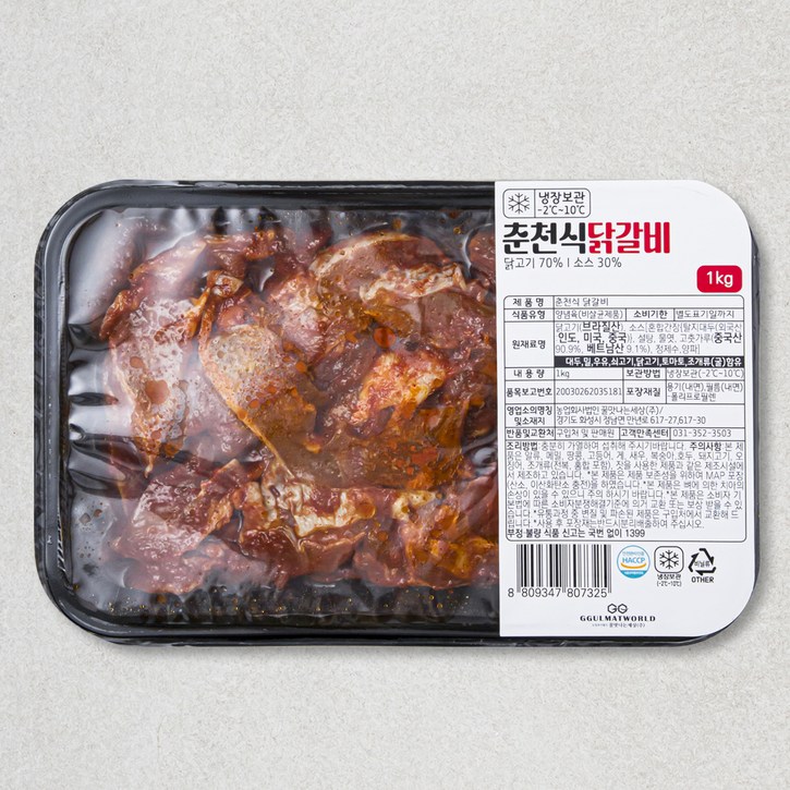 꿀맛나는세상 춘천식 닭갈비 냉장, 1kg, 1개