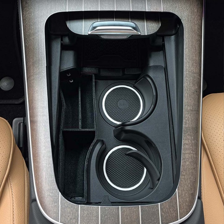 카에버 벤츠 호환 E클래스 컵홀더 수납 정리함 정리 패드, 블랙, 1개
