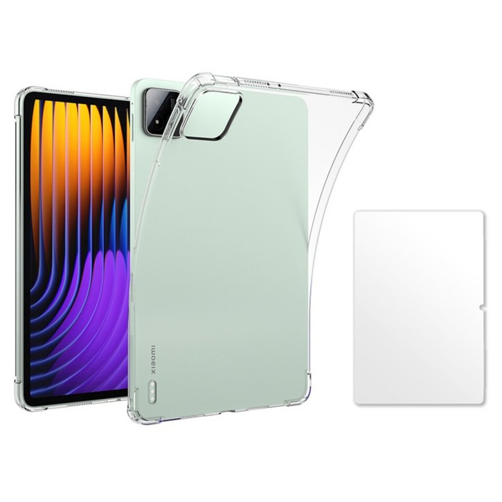 칸탐 샤오미 패드 커버 케이스 +강화유리 액정보호필름 세트, 1세트