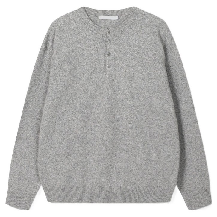 일루소 남성용 소프트 울 브러쉬 헨리넥 라운드 니트