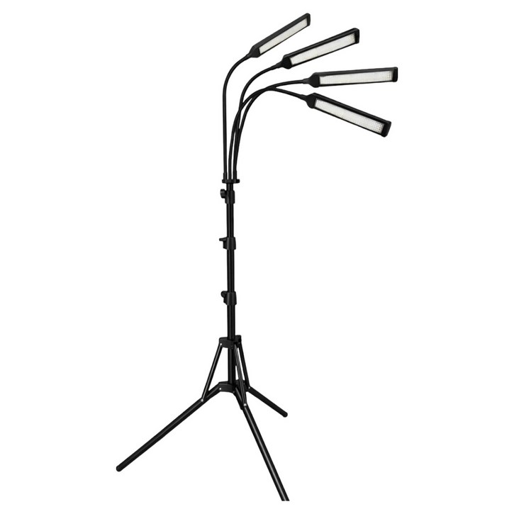 비상 와이드 4헤드 삼각대 LED 식물등 조명 램프 블랙, 블랙, 1개