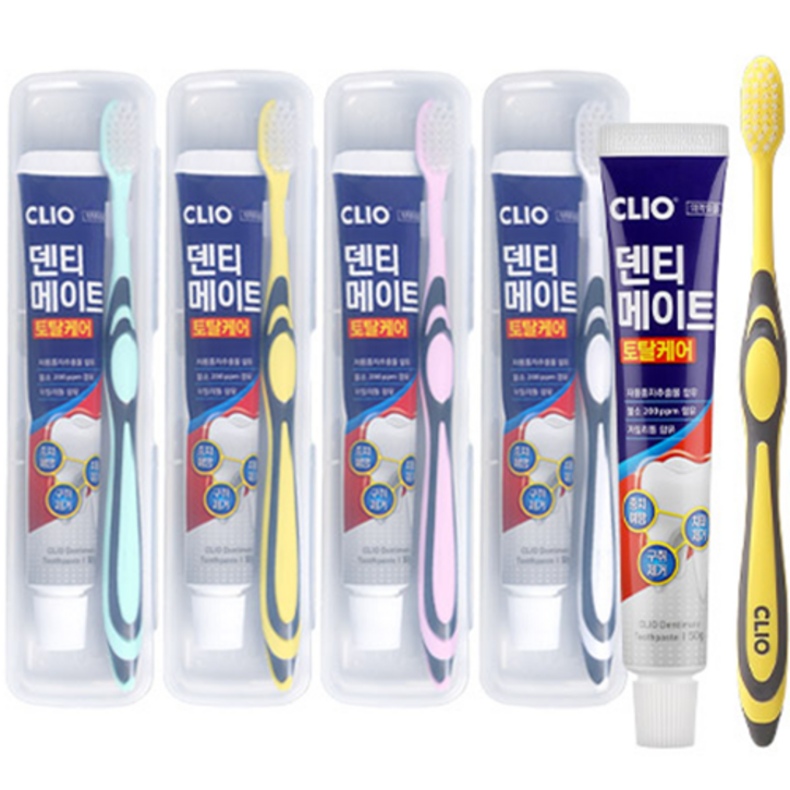 크리오 덴티메이트 휴대용 칫솔 치약 4p 세트