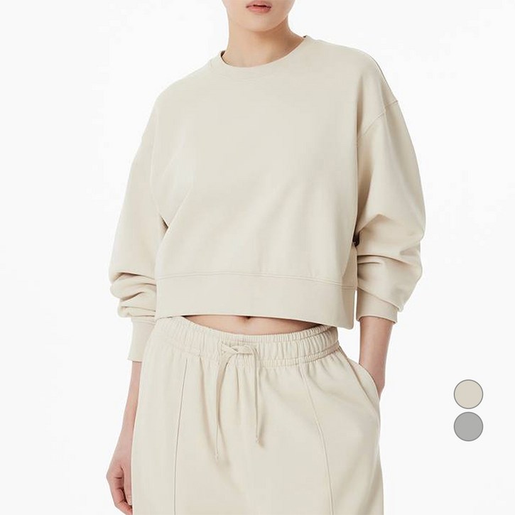 JAJU(자주) 여성용 크롭 스웨트 맨투맨