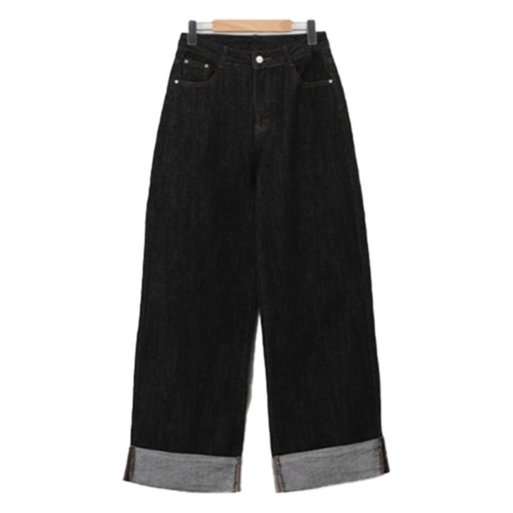피핀 여성용 논페이드 코튼 와이드 일자 데님팬츠 710935