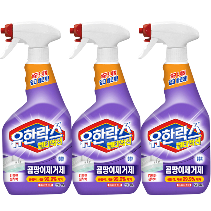 유한락스 멀티액션 곰팡이제거제, 510ml, 3개