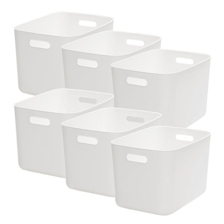 보노하우스 국내 제조 로코스 팬트리수납 정리 손잡이 바스켓, 화이트, L, 6개