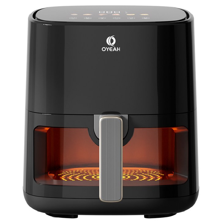 OYEAH 저소음 에어프라이어 5.0L 시각화 대용량, 블랙