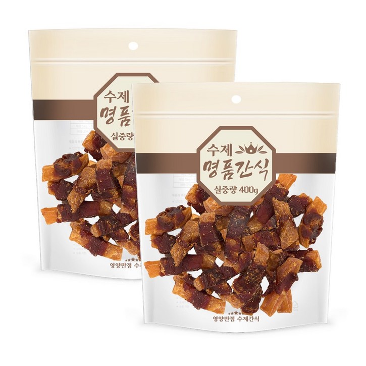 400g x 2개세트 고기결이 살아있는 강아지수제간식 오리, 400g, 2개, 오리 고구마