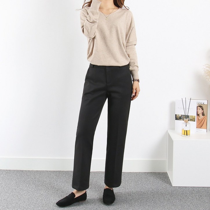 여성 겨울 기모바지 빅사이즈 뒷밴딩/일반 선택 멜로이 기모팬츠 슬랙스