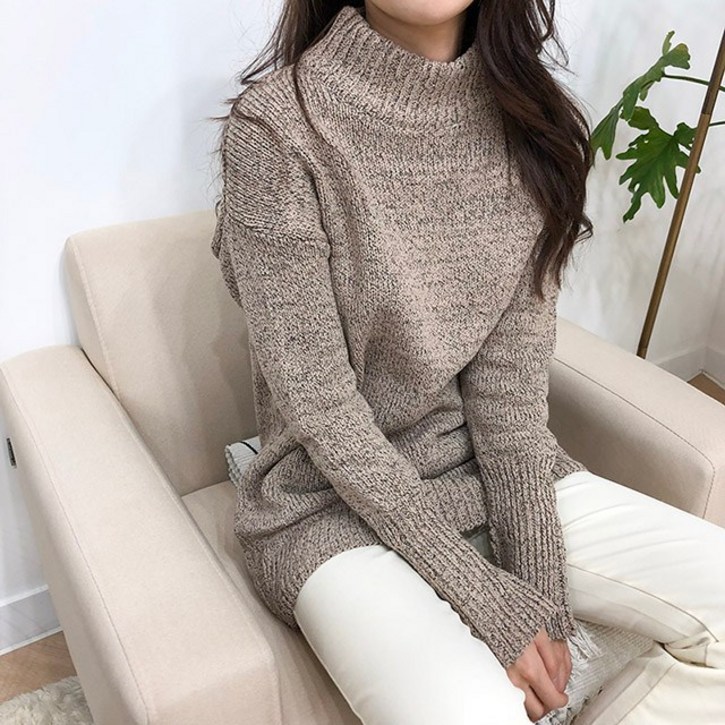 카밀라 [당일발송] 탄탄 반목 컬러 롱 니트 4컬러