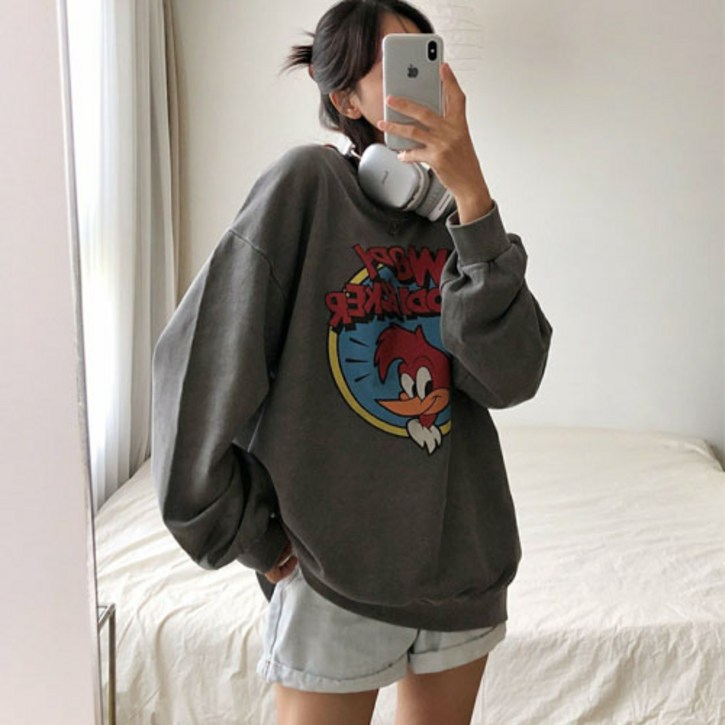 현이네 피그먼트 우디 맨투맨 남여공용