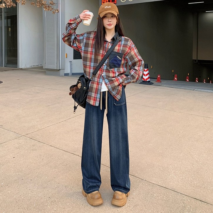 8bloom 우먼즈 세미와이드 허리밴딩 데님팬츠