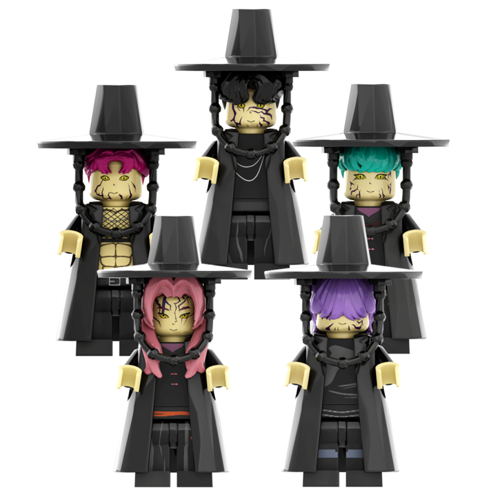 FunKKU 케이팝 데몬 헌터스 최신 사자 보이즈 캐리터 피규어 5종 블럭 세트, 블랙, 1세트