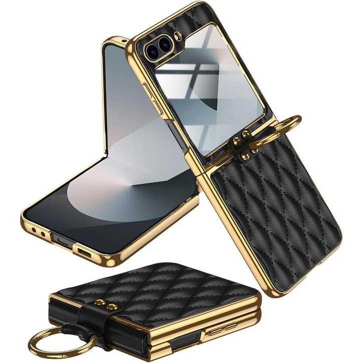 헤미션 갤럭시 Z플립 링 가죽 케이스 외부보호필름 ZFLC01