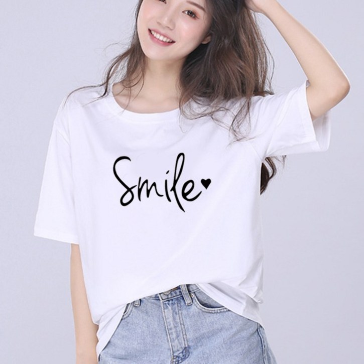 스타일아유 쫀득쫀득 스마일 오버핏 찰랑찰랑한 빅사이즈 박스티 반팔 티셔츠AXG6TS013A