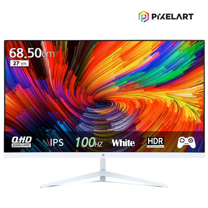 (연말이벤트)픽셀아트 PIXELART PAQ2710W 화이트 100Hz QHD IPS 27형 모니터 무결점