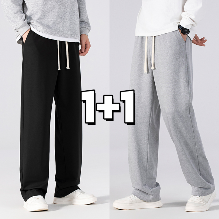 Sevenmoon 1+1 남성 얇은 바지  심플 밴딩슬랙스  트레이닝바지 2장묶음  남녀공용