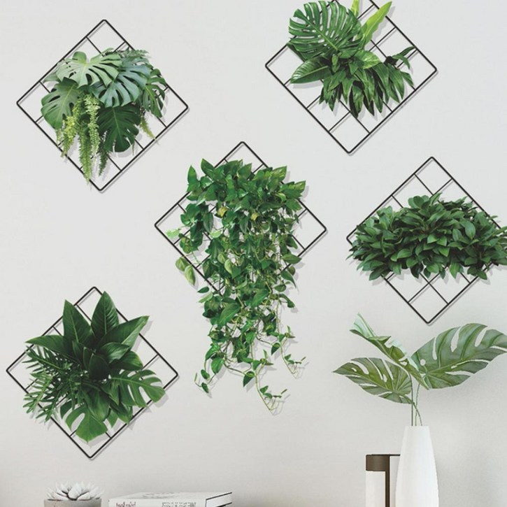 인테리어 식물 스티커 벽 장식 거실 꾸미기 나뭇잎 시트지