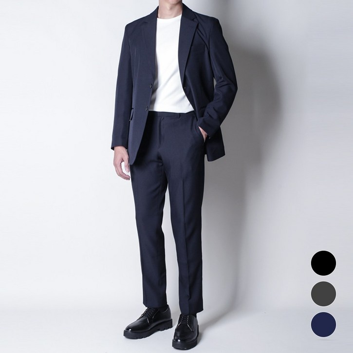 [디아웃핏]남자 히든밴딩 플렉스 정장세트 사계절 수트 캐주얼 기본 링클프리 하객룩 데이트 결혼식 웨딩 면접