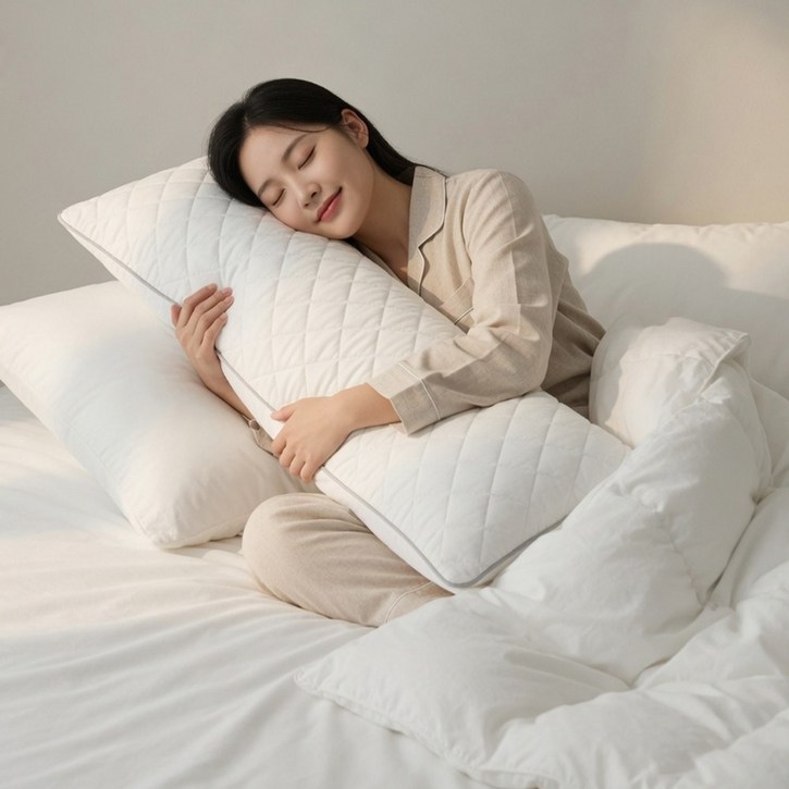 롱 등받이 쿠션 침대 헤드쿠션 소파 허리쿠션 커버 솜포함 폭신한 바디필로우