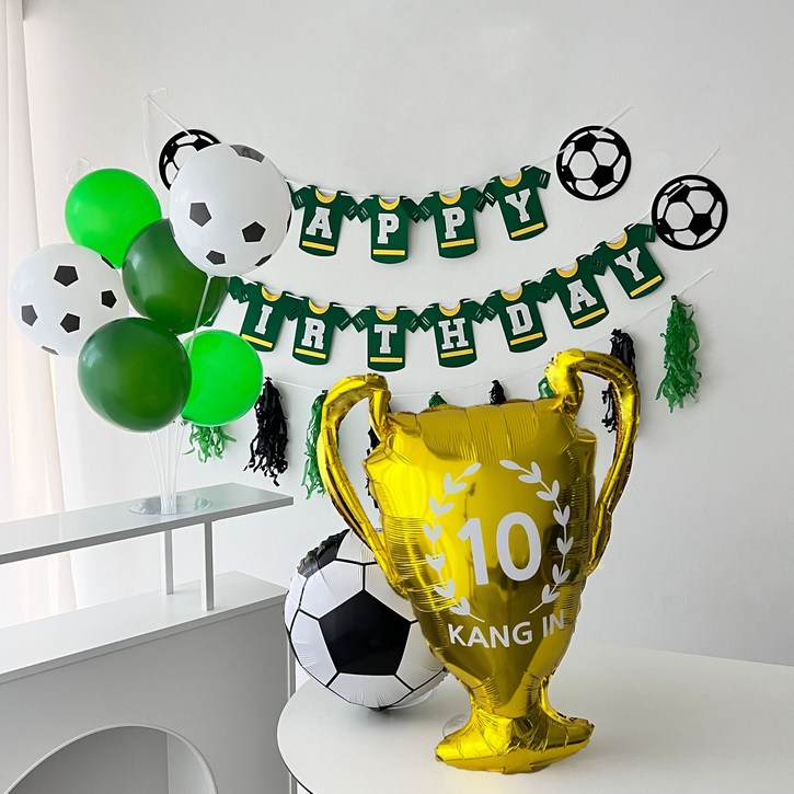 하피블리 트로피 풍선 축구 가랜드 생일 파티 용품 세트, 생일가랜드NO.10 KANG IN 세트 하피블리 트로피 풍선 축구 가랜드 생일 파티 용품 세트, 생일가랜드NO.10 KANG IN 세트