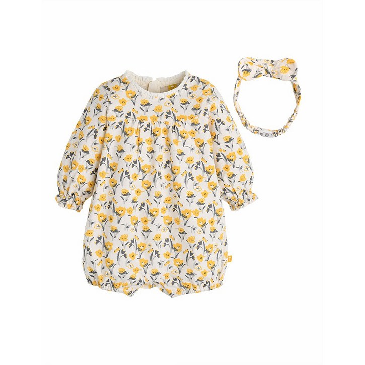 모이몰른 봄 신생아 외출우주복 여아 우주복 헤어밴드 세트 출산 백일선물 로렌우주복세트 M251ROB09P