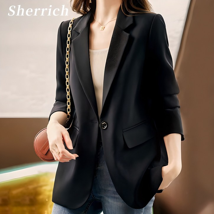 Sherrich 여성정장자켓 캐주얼 여성자켓 소매 심플 봄가을 Sherrich 여성정장자켓 캐주얼 여성자켓 소매 심플 봄가을