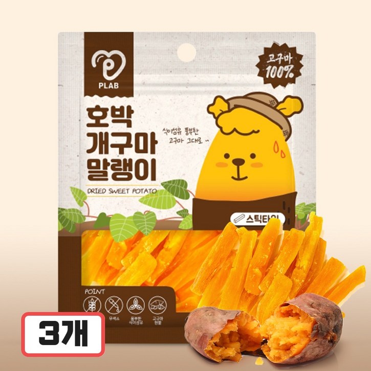 피랩 호박 개구마 말랭이 강아지 고구마 간식, 스틱, 307g, 3개 피랩 호박 개구마 말랭이 강아지 고구마 간식, 스틱, 307g, 3개