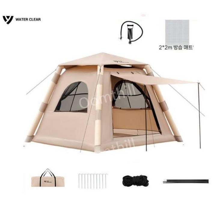 에어텐트 캠핑 OOMTH 풍선 텐트 야외 두꺼운 방수 접이식 휴대용 장비 4~8인용, OOMTH 에어텐트+사은품+방습매트 - 4-8 인용