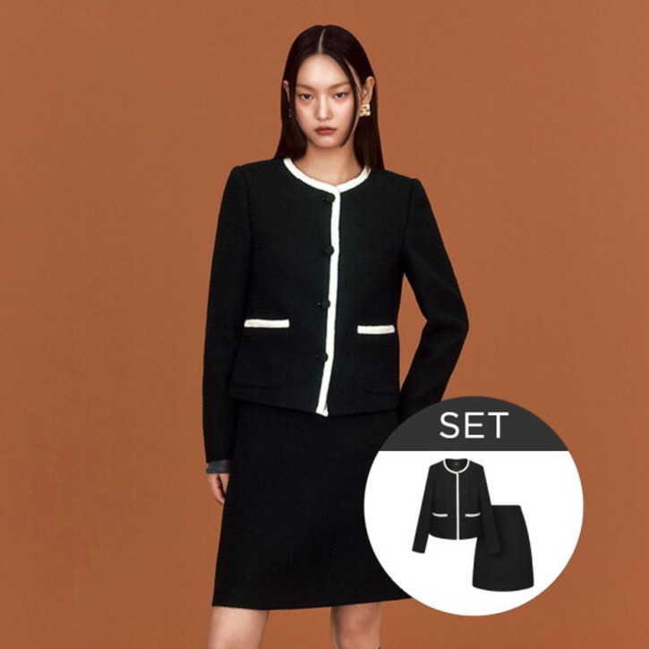 {매장정품} 더엣지 76%할인SET 트위드 셋업자켓스커트 WYJK6G03SET 909899