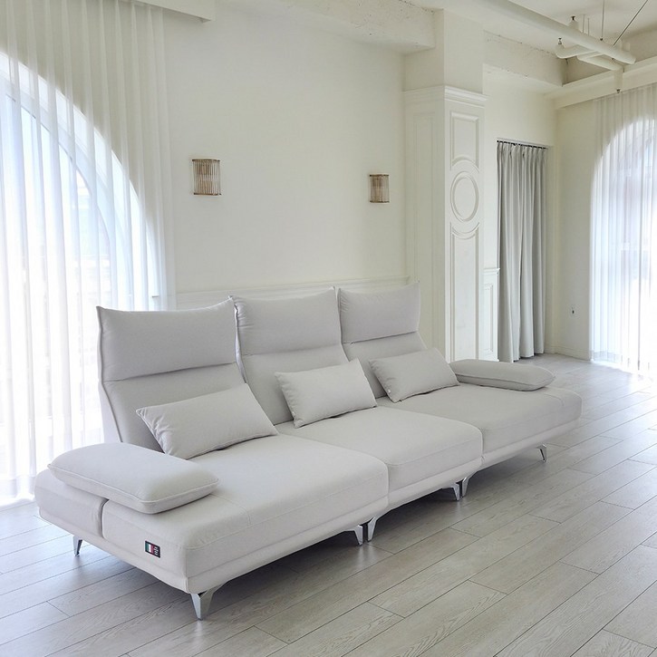 [첫상품평 파격할인] 베르디안 베티 4인용 스윙 소파 아쿠아텍스 이지클린 조야원단 타이보 패브릭 (쿠션3개), 아이보리