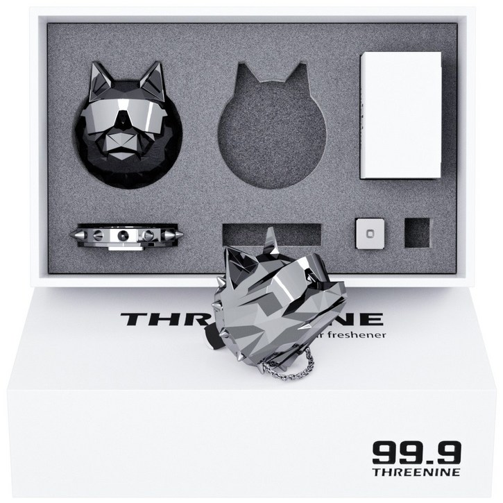 쓰리나인 차량용 방향제 불독 힙한늑대 2종세트 (본체2p+향2p), 1개