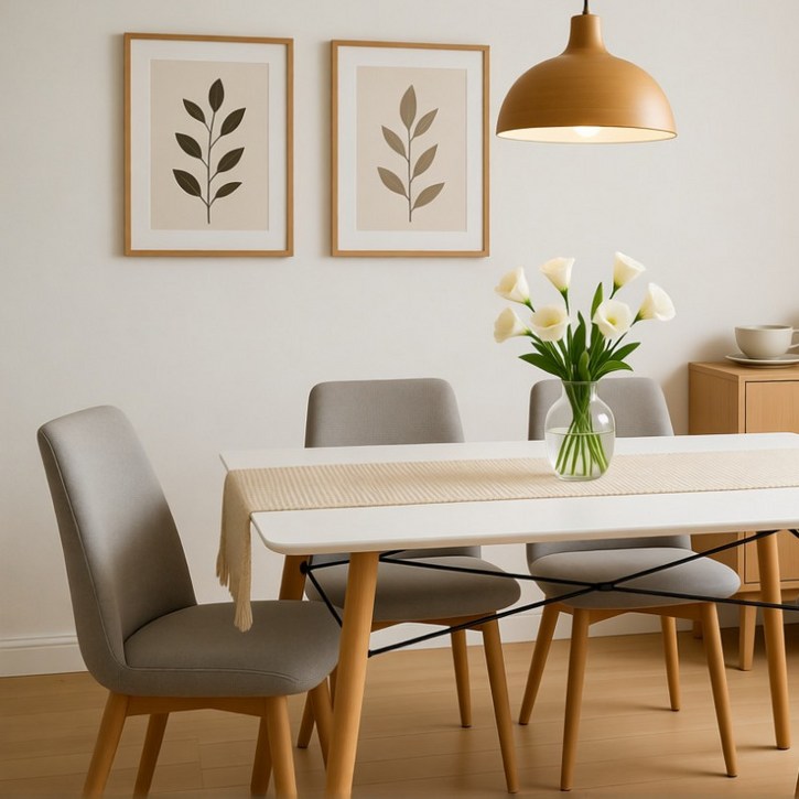 모던원목 4인용 식탁 고급스러운 사각 테이블 가정용 조립식 실용적인 주방가구, 1인용, 진주 화이트