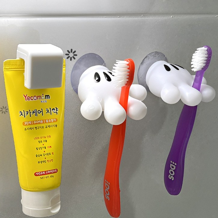 바하티 무타공 흡착식 공중부양 칫솔 걸이, 2개, 화이트
