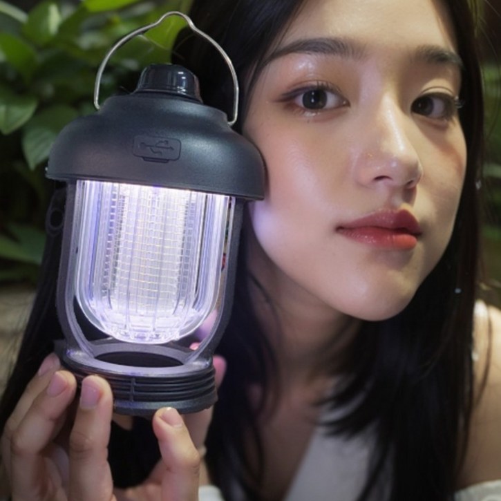 썬키다 캠핑랜턴 모기퇴치랜턴 차박 휴대용 충전식 감성 방수랜턴, 1개, 블랙