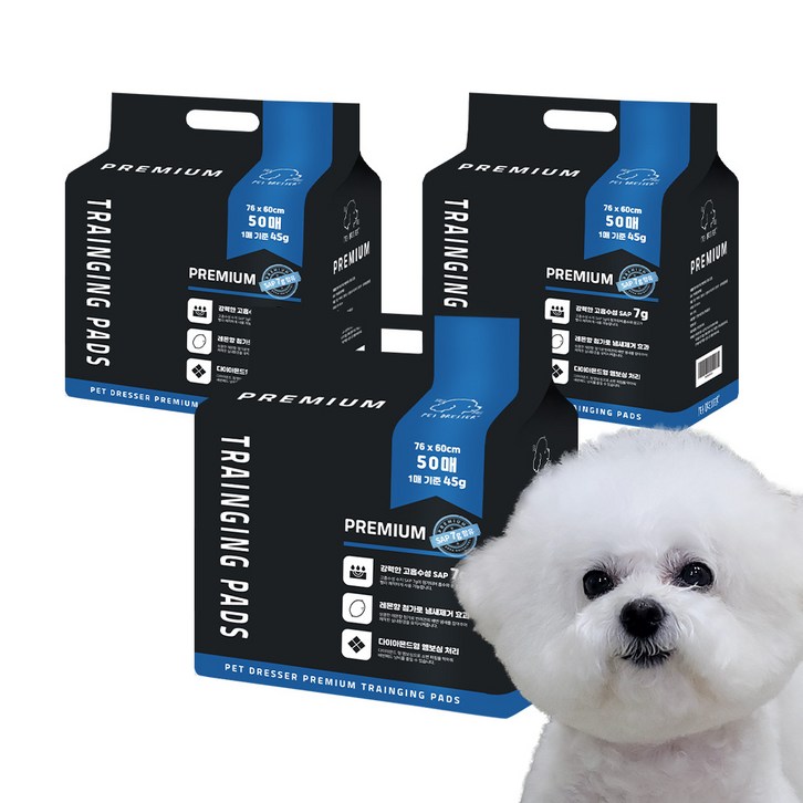 펫드레서 강아지 배변패드 레몬향 45g, 50매, 3개