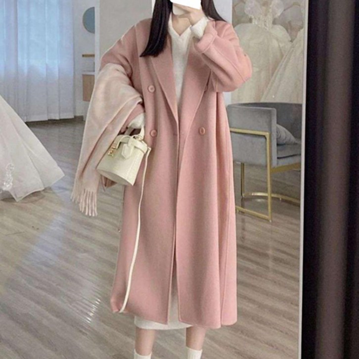 구디프 여성용 더블 카라 더블 버튼 롱 코트 구디프 여성용 더블 카라 더블 버튼 롱 코트
