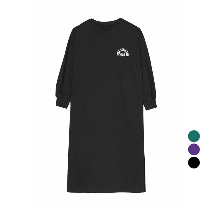 플랜데이 여성용 데일리 꾸안꾸 레터링 옆트임 맨투맨 롱 원피스